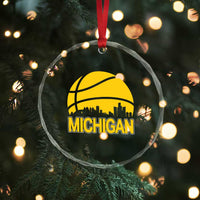 Vintage Michigan Skyline Crystal Glass Ornament Basketball Lover Gift