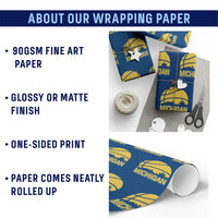Vintage Michigan Skyline Wrapping Paper Roll Basketball Lover Gift