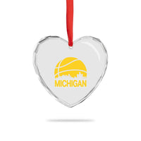 Vintage Michigan Skyline Heart Crystal Glass Ornament Basketball Lover Gift