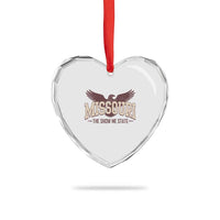 Vintage Missouri Eagle Heart Crystal Glass Ornament Missouri The Show Me State Retro Distressed