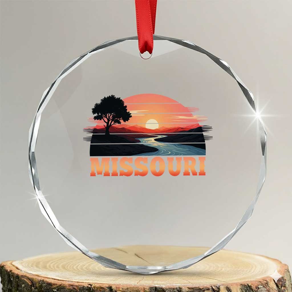 Vintage Missouri Outdoors Crystal Glass Ornament Midwest Nature Landscape