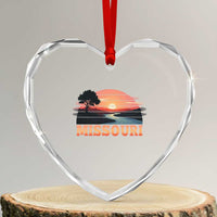 Vintage Missouri Outdoors Heart Crystal Glass Ornament Midwest Nature Landscape