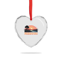 Vintage Missouri Outdoors Heart Crystal Glass Ornament Midwest Nature Landscape