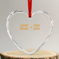 Vintage Missouri State Map Heart Crystal Glass Ornament Midwest Pride Gift