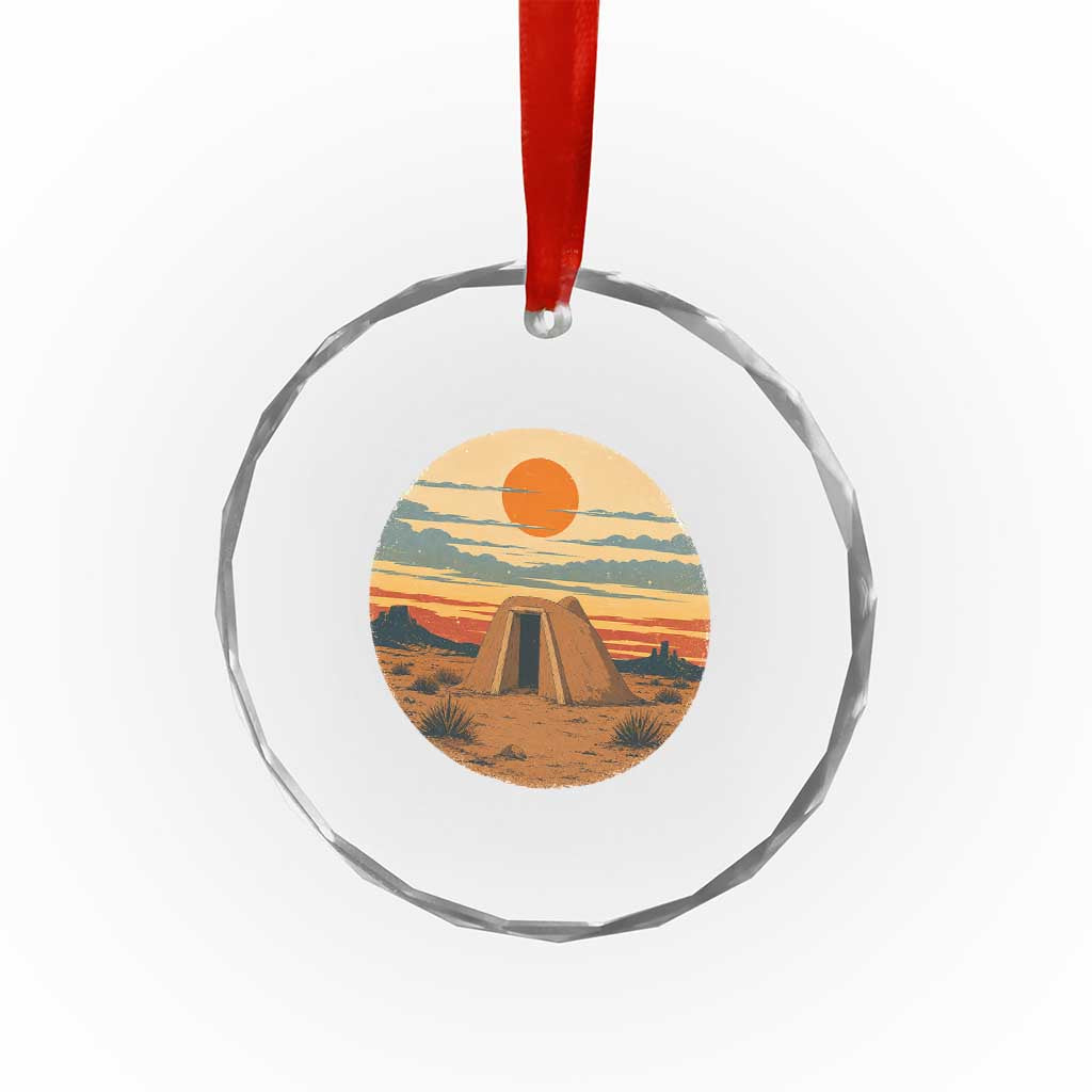 Vintage Monument Valley Landscape Crystal Glass Ornament Desert Hogan Home Art