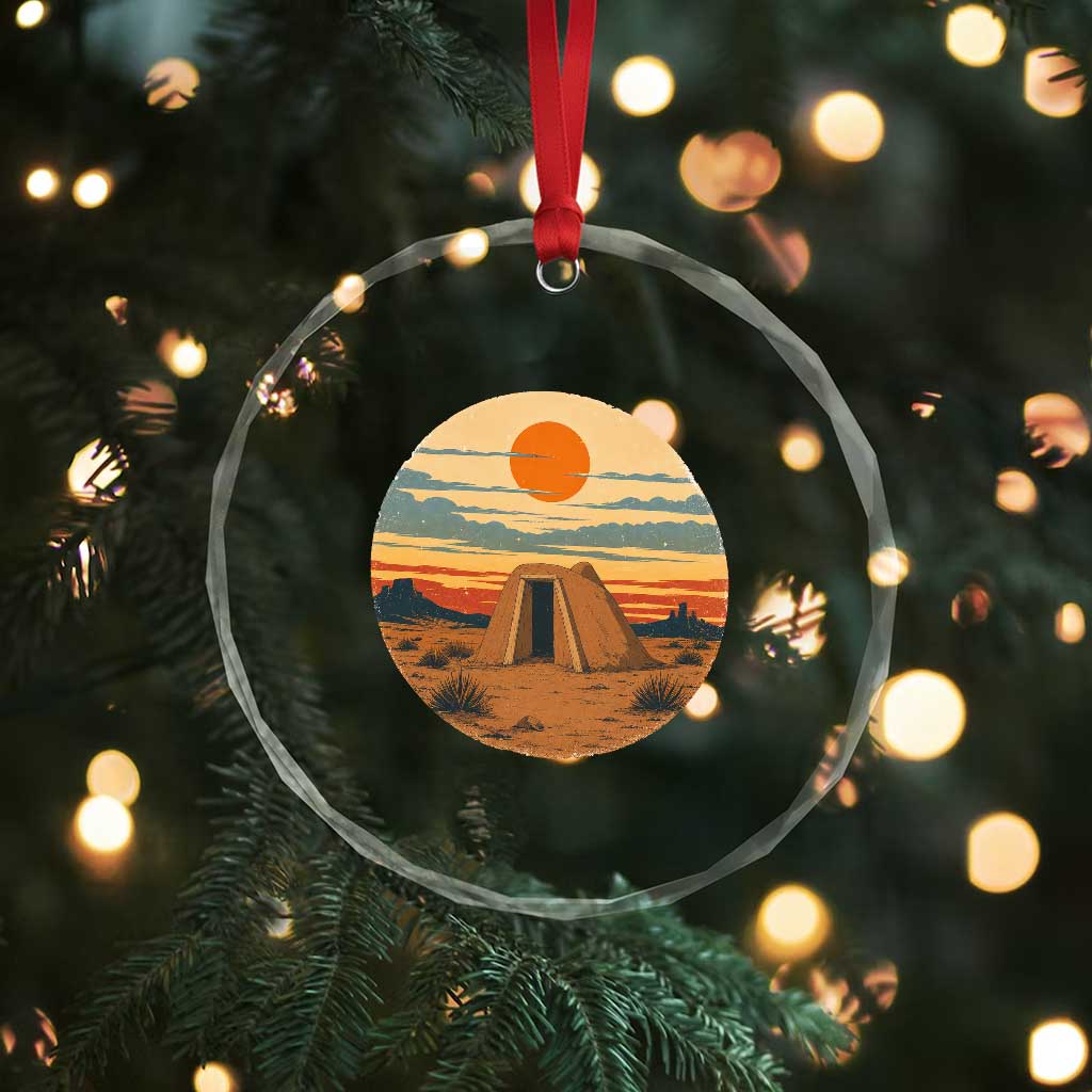Vintage Monument Valley Landscape Crystal Glass Ornament Desert Hogan Home Art