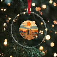 Vintage Monument Valley Landscape Crystal Glass Ornament Desert Hogan Home Art