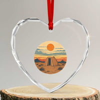 Vintage Monument Valley Landscape Heart Crystal Glass Ornament Desert Hogan Home Art