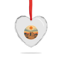 Vintage Monument Valley Landscape Heart Crystal Glass Ornament Desert Hogan Home Art