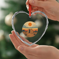 Vintage Monument Valley Landscape Heart Crystal Glass Ornament Desert Hogan Home Art