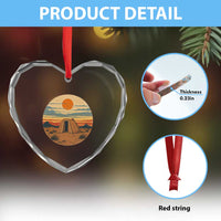 Vintage Monument Valley Landscape Heart Crystal Glass Ornament Desert Hogan Home Art