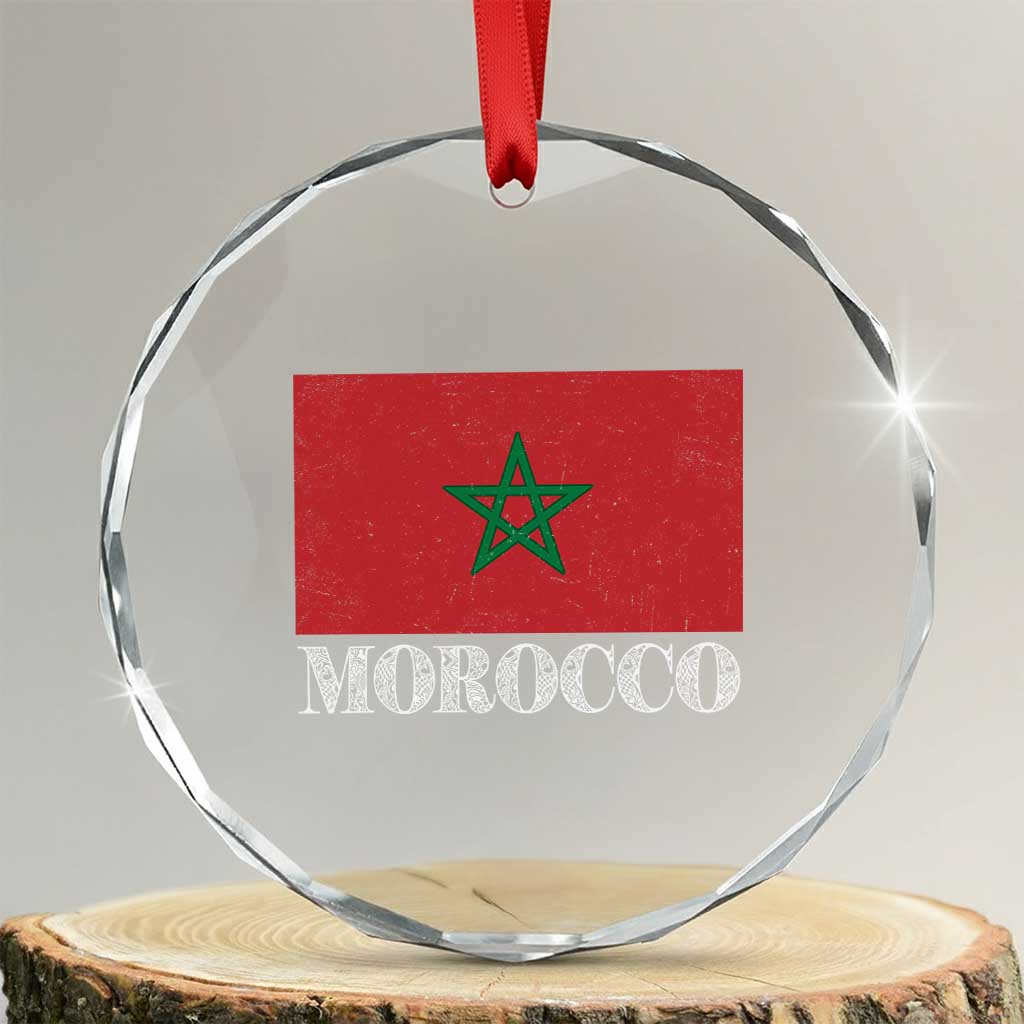 Vintage Morocco Flag Crystal Glass Ornament Patriotic Moroccan Pride