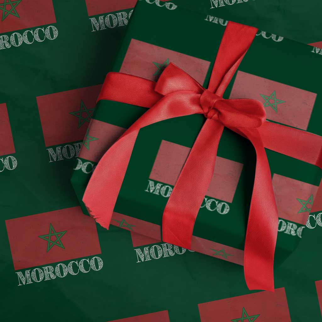 Vintage Morocco Flag Wrapping Paper Roll Patriotic Moroccan Pride