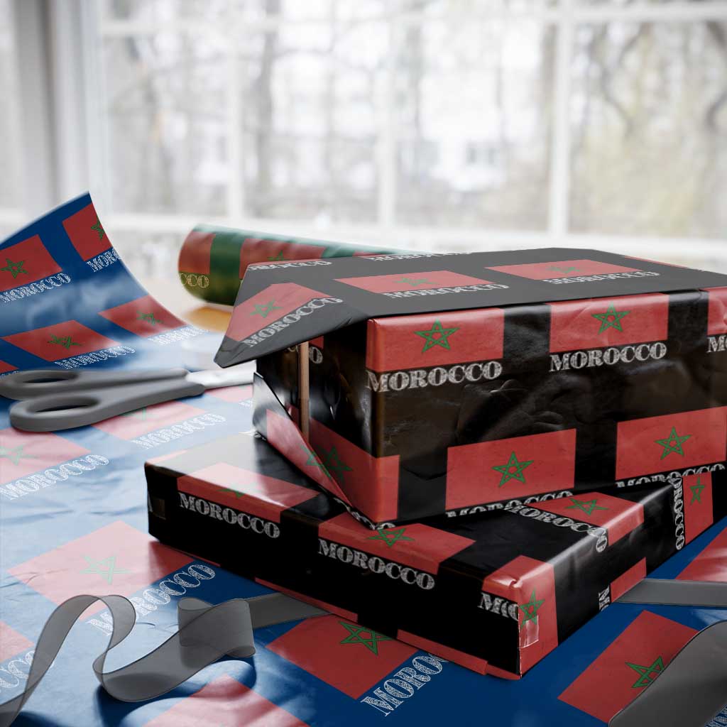 Vintage Morocco Flag Wrapping Paper Roll Patriotic Moroccan Pride