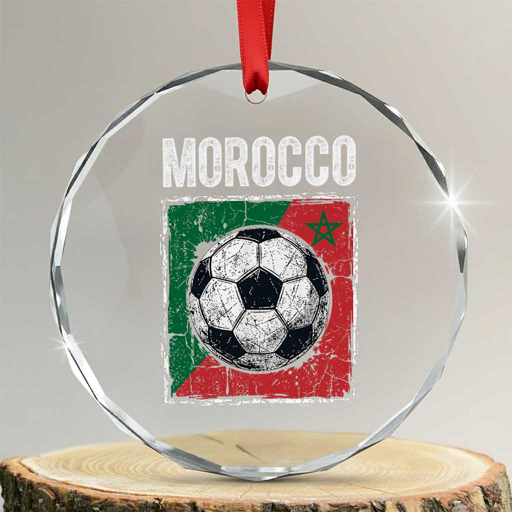 Vintage Morocco Soccer Flag Crystal Glass Ornament Moroccan Football Fans National Pride Sports