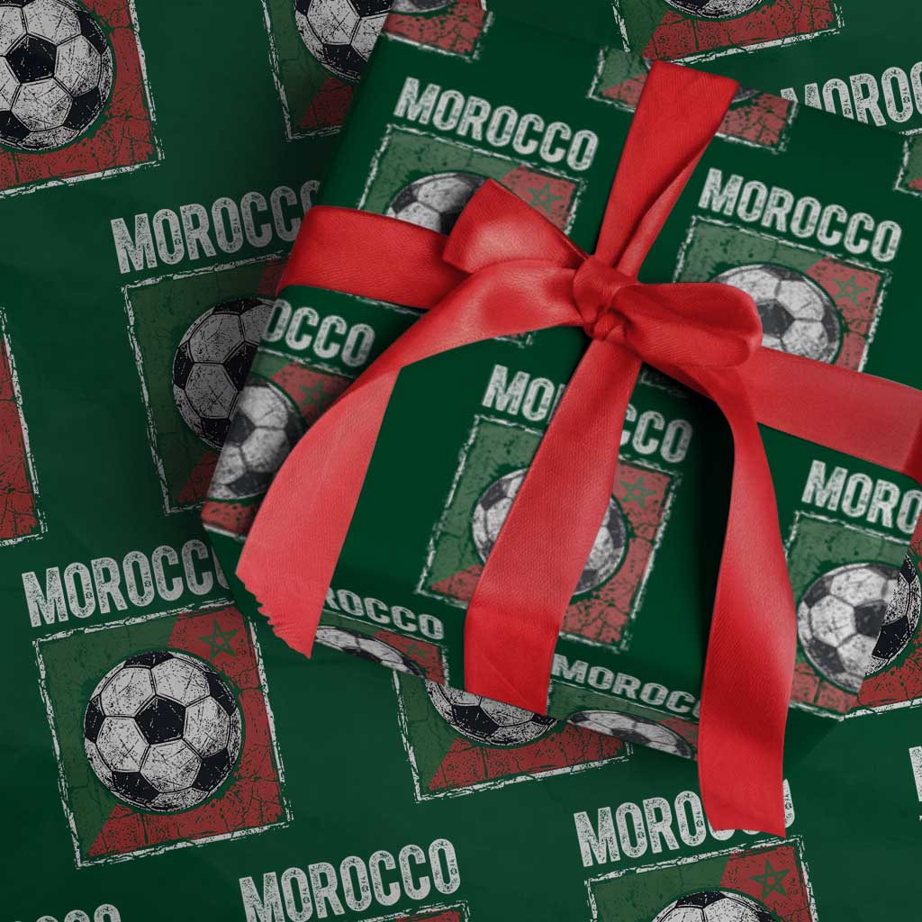 Vintage Morocco Soccer Flag Wrapping Paper Roll Moroccan Football Fans National Pride Sports