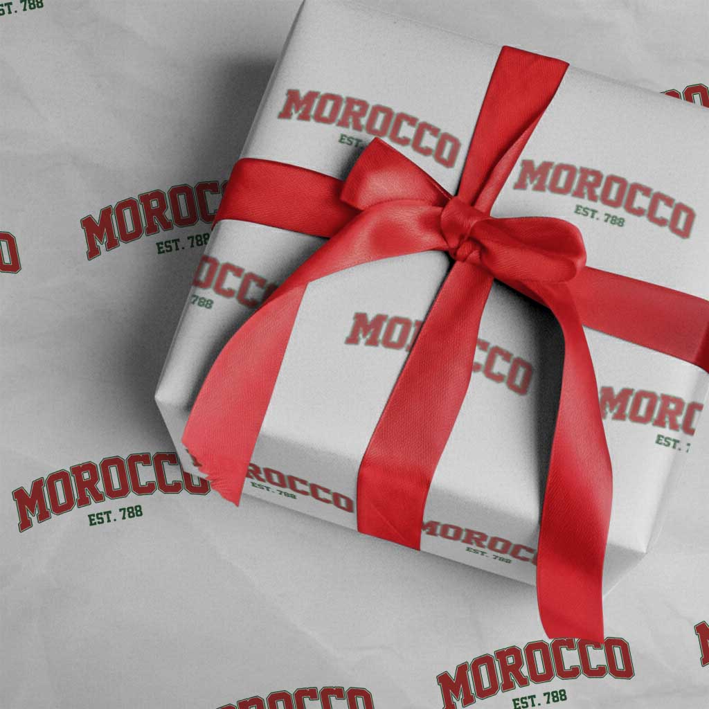 Vintage Morocco Varsity Collegiate Style Wrapping Paper Roll Established 788 Moroccan History