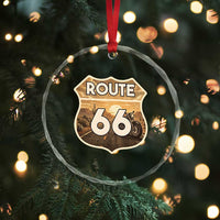 Vintage Motorcycle Road Trip Route Highway 66 Crystal Glass Ornament Open Road Adventure