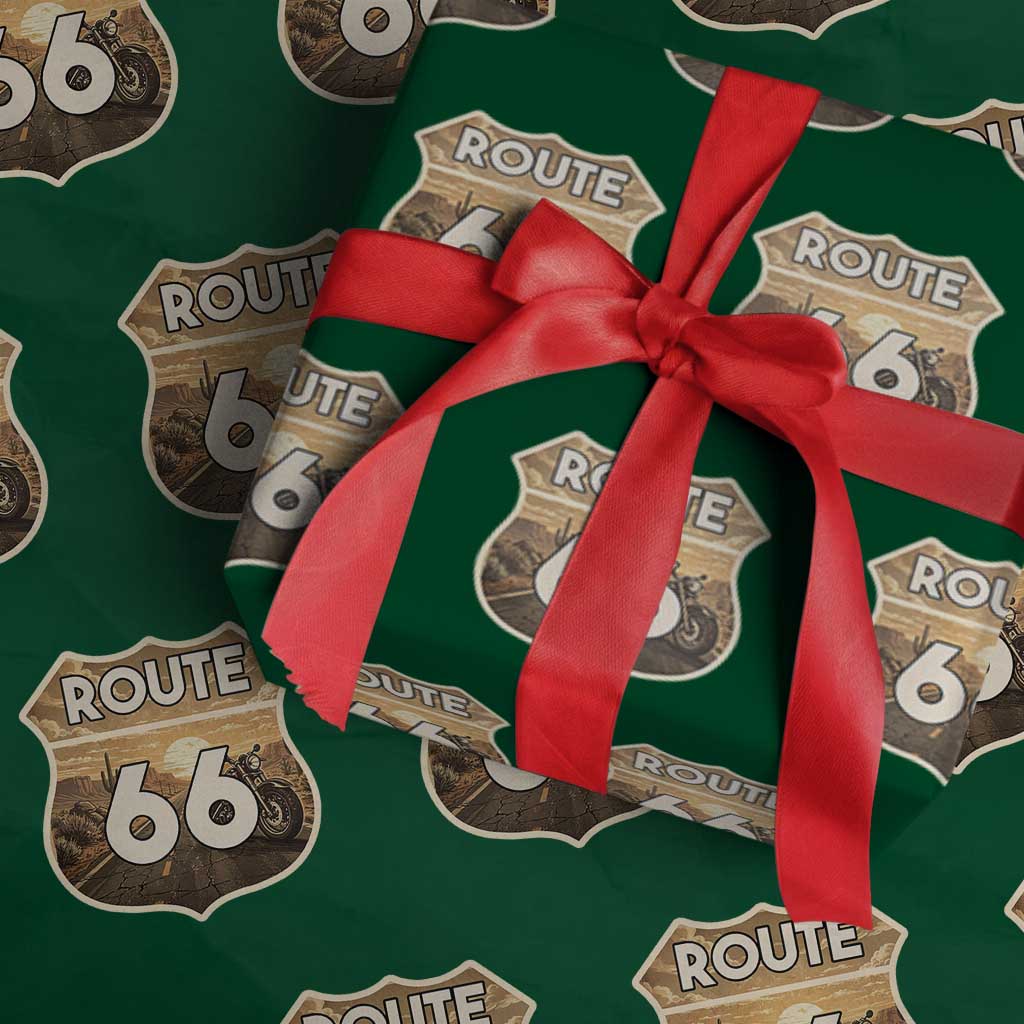 Vintage Motorcycle Road Trip Route Highway 66 Wrapping Paper Roll Open Road Adventure