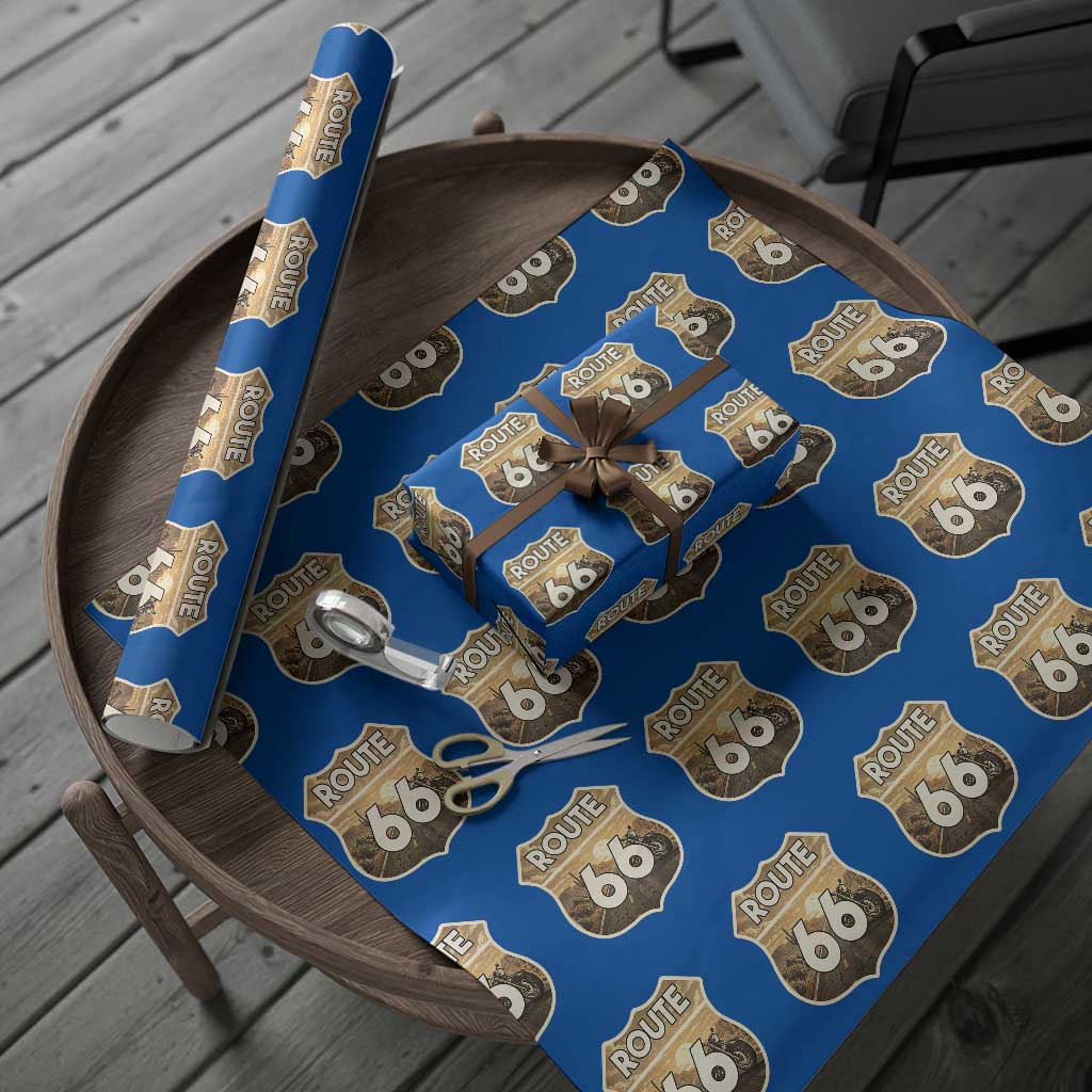 Vintage Motorcycle Road Trip Route Highway 66 Wrapping Paper Roll Open Road Adventure