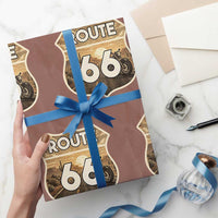 Vintage Motorcycle Road Trip Route Highway 66 Wrapping Paper Roll Open Road Adventure