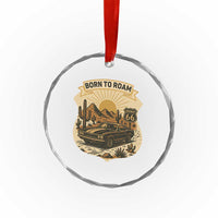 Vintage Muscle Car Route Highway 66 Crystal Glass Ornament Born To Roam Road Trip