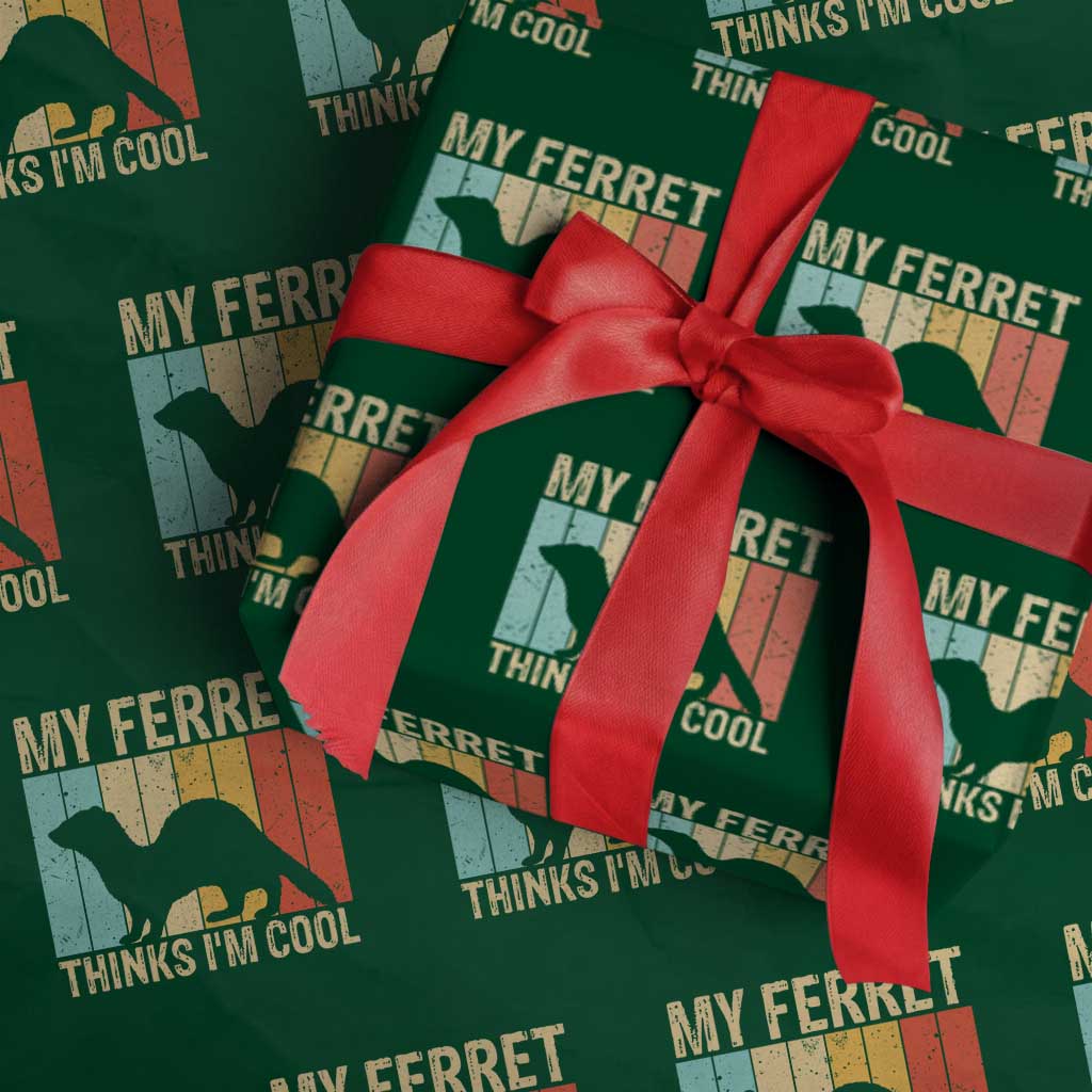 Vintage My Ferret Thinks I Am Cool Wrapping Paper Roll Ferret Dad Gift