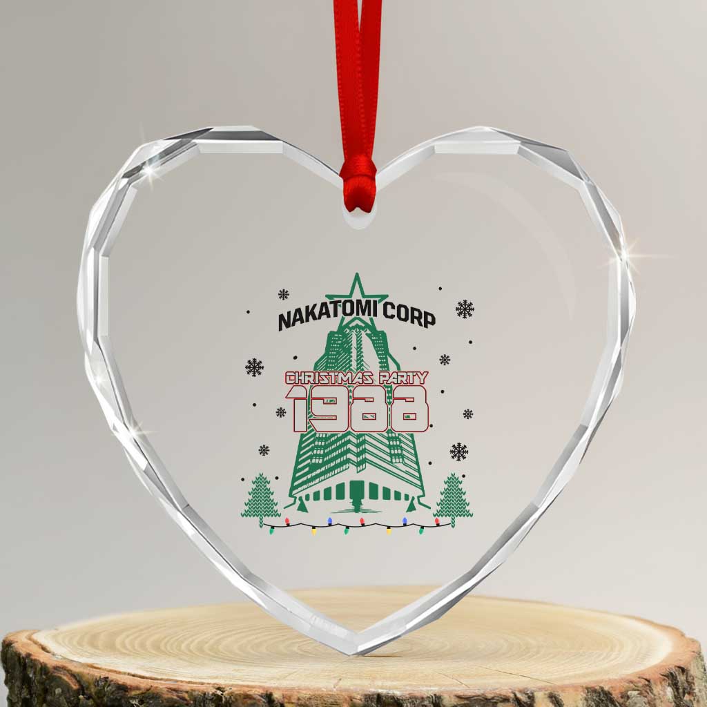 Vintage Nakatomi Plaza 1988 Christmas Party Heart Crystal Glass Ornament - Wonder Print Shop