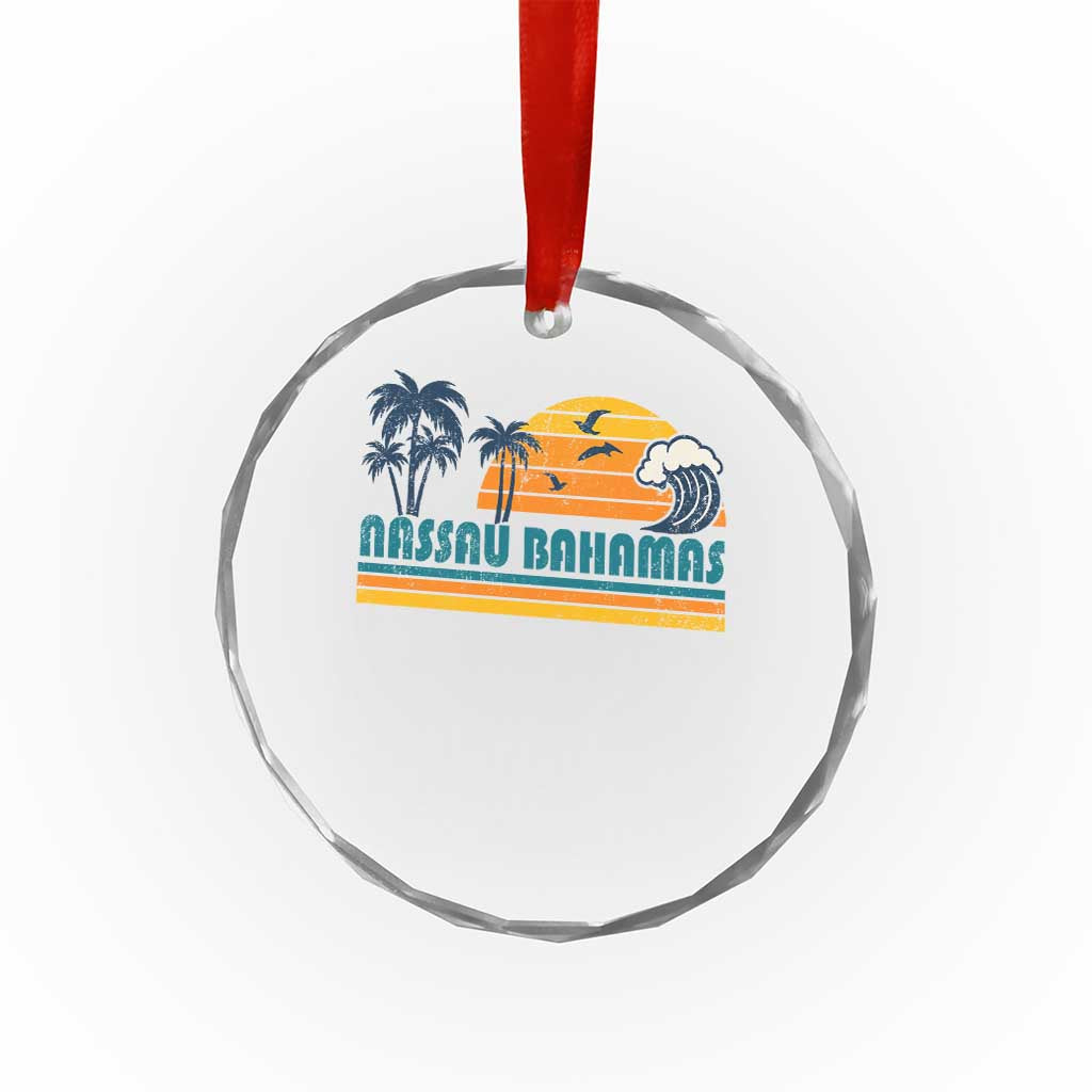 Vintage Nassau Crystal Glass Ornament Bahamas Vacation Beach Summer Retro Sunset TS10