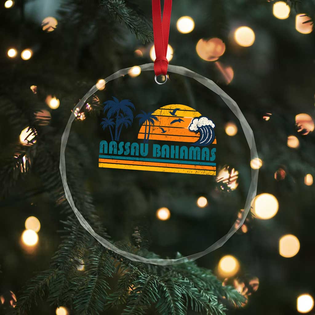 Vintage Nassau Crystal Glass Ornament Bahamas Vacation Beach Summer Retro Sunset TS10