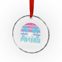 Vintage Nassau Crystal Glass Ornament Tropical Island Palm Trees Beach Bahamas Vacation TS10