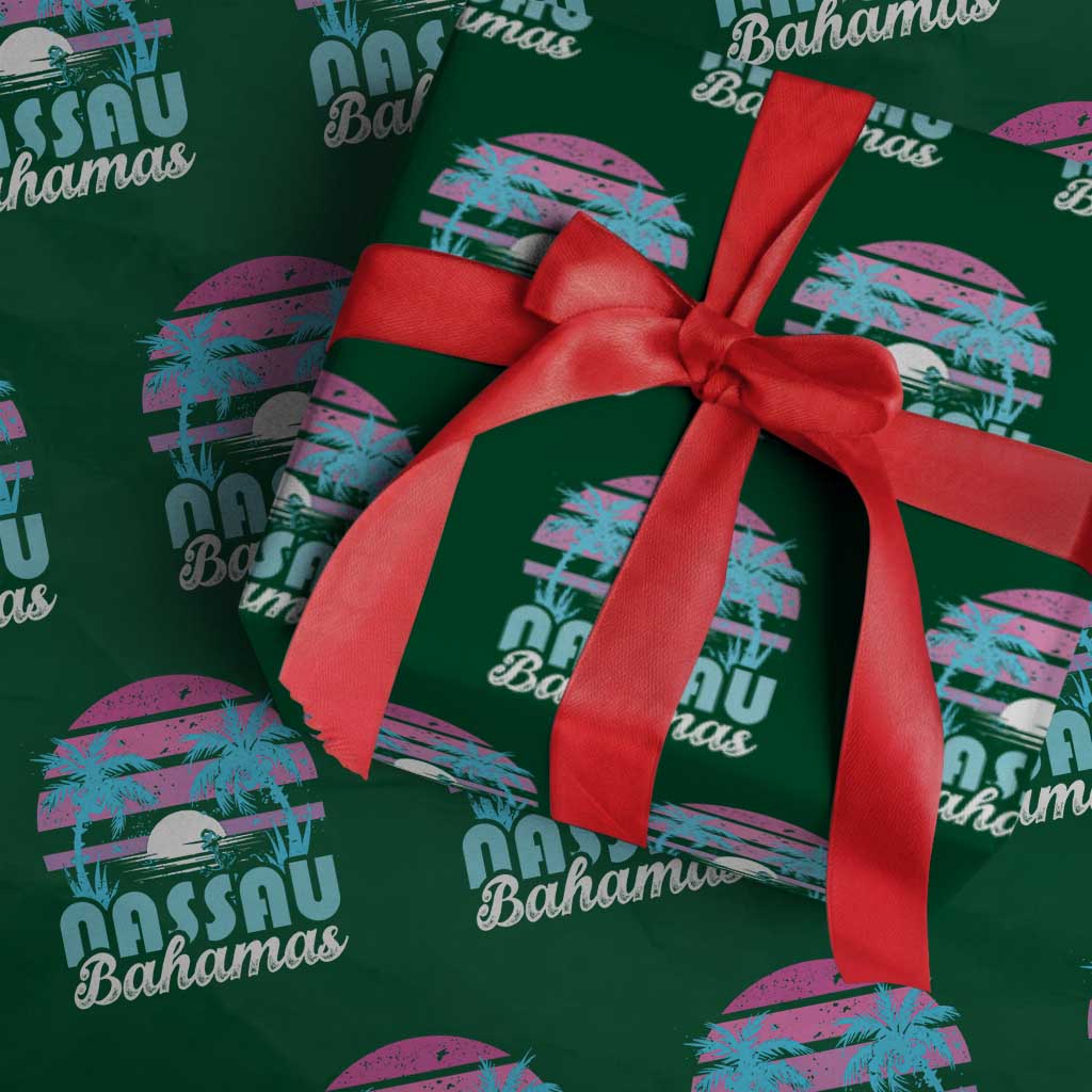 Vintage Nassau Wrapping Paper Roll Tropical Island Palm Trees Beach Bahamas Vacation - Wonder Print Shop