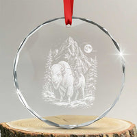 Vintage Native American Bison Rider Crystal Glass Ornament Indigenous Warrior Graphic
