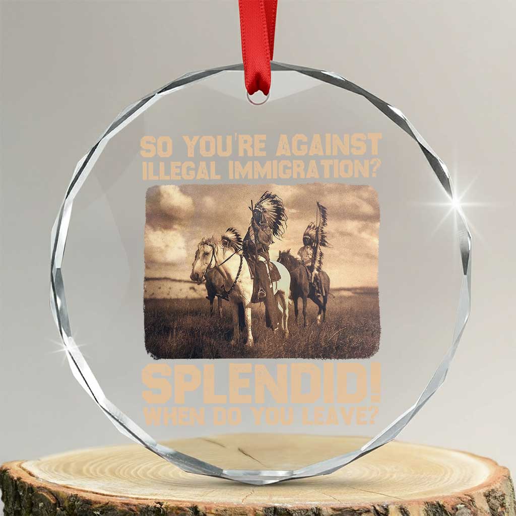 Vintage Native American Crystal Glass Ornament Funny Indian Indigenous Peoples Day - Wonder Print Shop