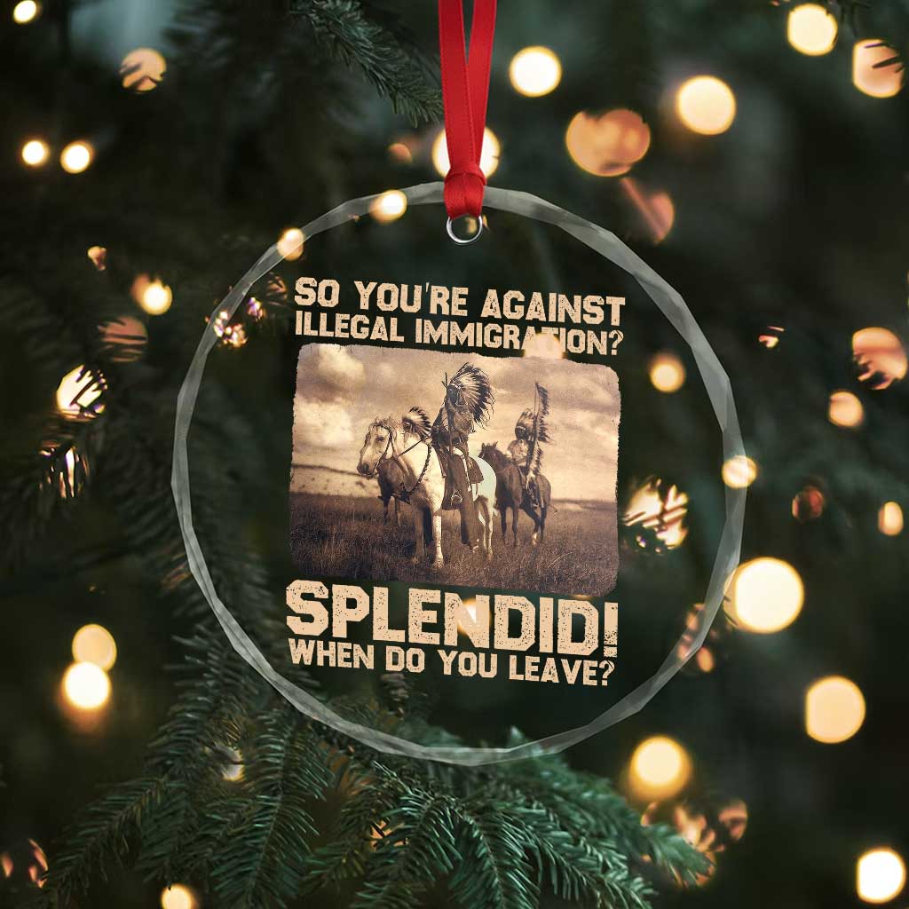 Vintage Native American Crystal Glass Ornament Funny Indian Indigenous Peoples Day - Wonder Print Shop