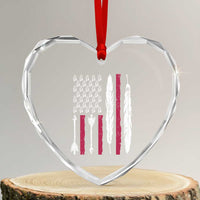 Vintage Native American Flag Heart Crystal Glass Ornament Dreamcatcher And Feather Graphic