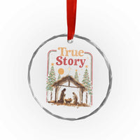 Vintage Nativity Scene Crystal Glass Ornament Christian Christmas True Story Jesus Birth - Wonder Print Shop