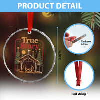 Vintage Nativity Scene Crystal Glass Ornament Christian Christmas True Story Jesus Birth - Wonder Print Shop