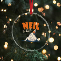 Vintage Neil the Seal Wearing Traffic Cone Hat Meme Crystal Glass Ornament Cute Retro Viral Chaotic Southern Elephant Seal