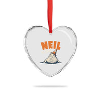 Vintage Neil the Seal Wearing Traffic Cone Hat Meme Heart Crystal Glass Ornament Cute Retro Viral Chaotic Southern Elephant Seal