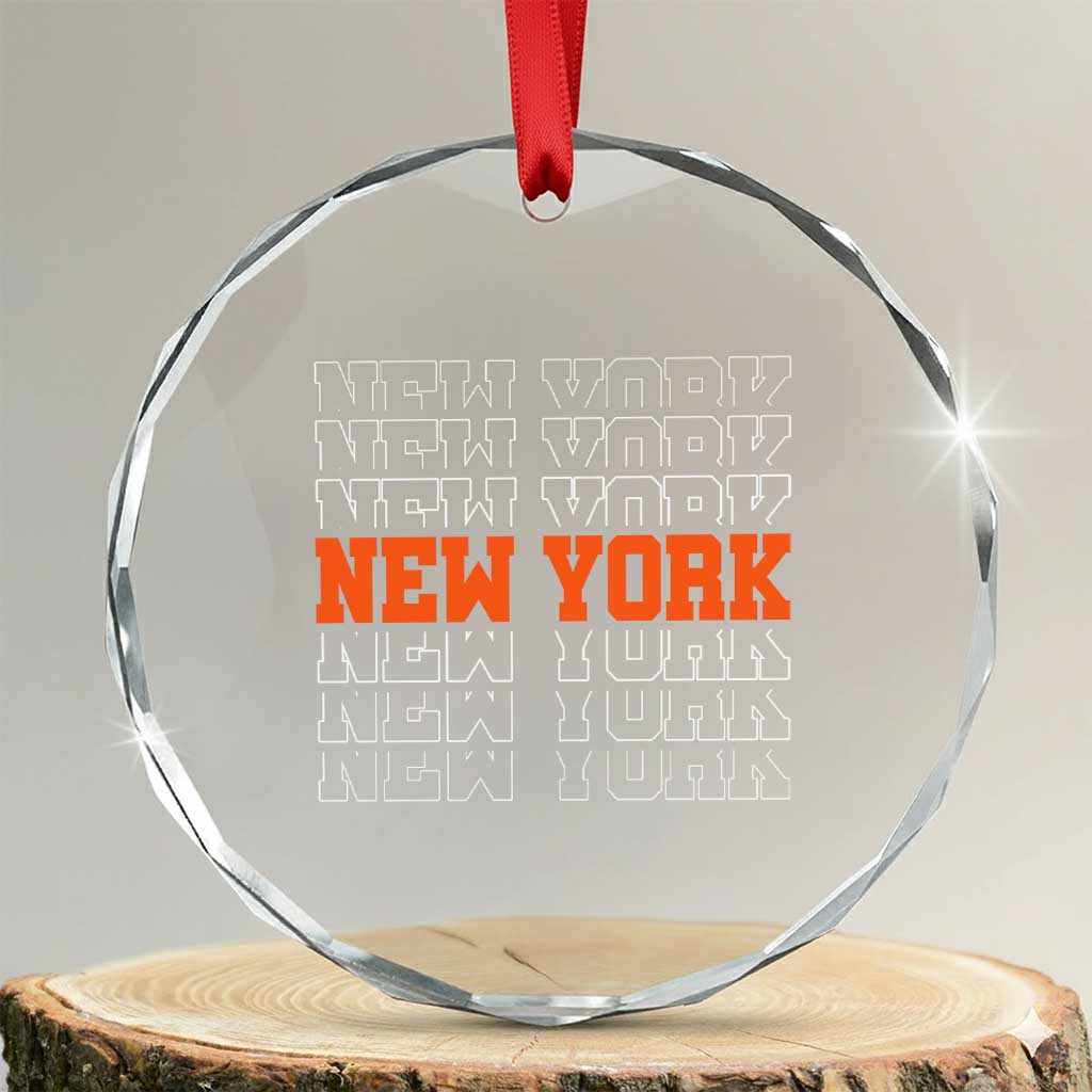 Vintage New York Crystal Glass Ornament Name Retro Design