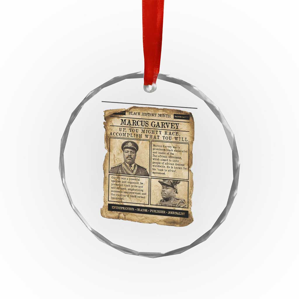 Vintage Newspaper Marcus Garvey Crystal Glass Ornament Up You Mighty Race Quote