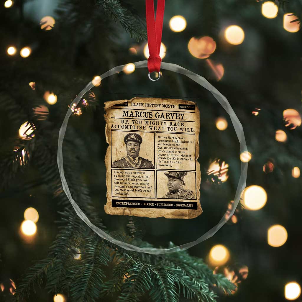 Vintage Newspaper Marcus Garvey Crystal Glass Ornament Up You Mighty Race Quote