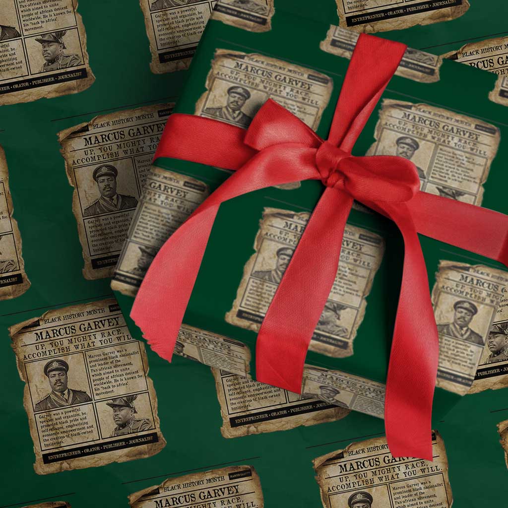 Vintage Newspaper Marcus Garvey Wrapping Paper Roll Up You Mighty Race Quote