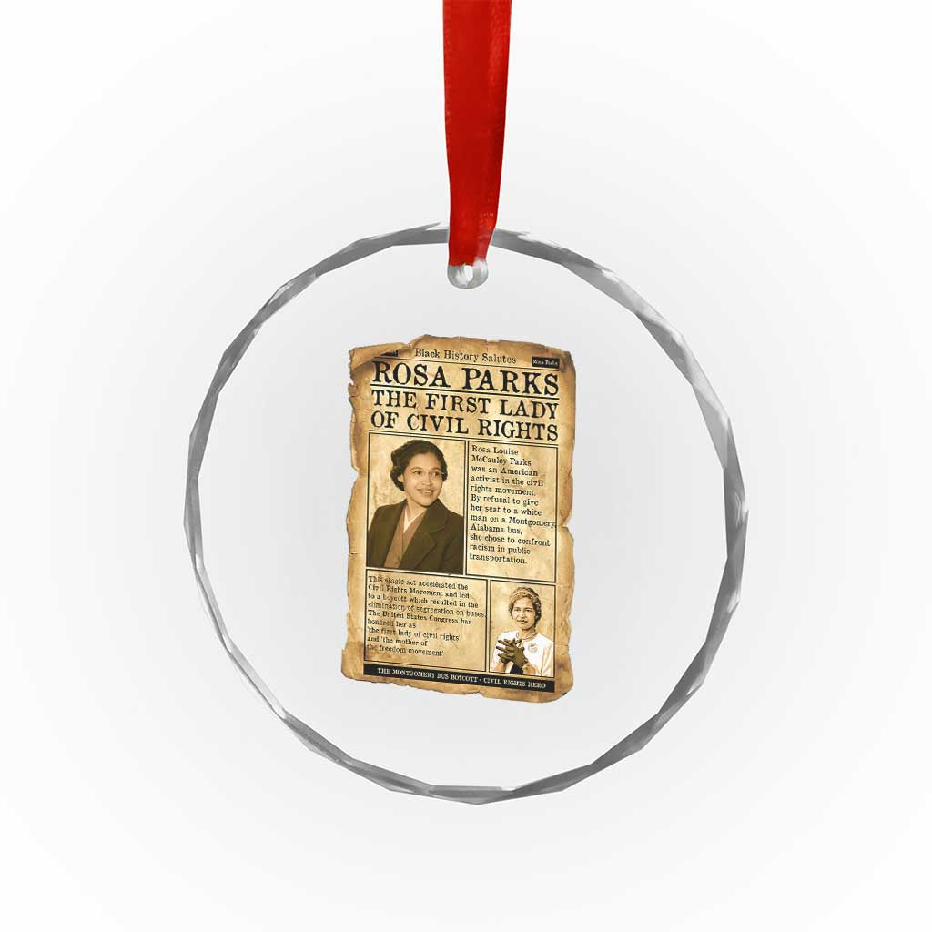 Vintage Newspaper Rosa Parks Crystal Glass Ornament Civil Rights Hero