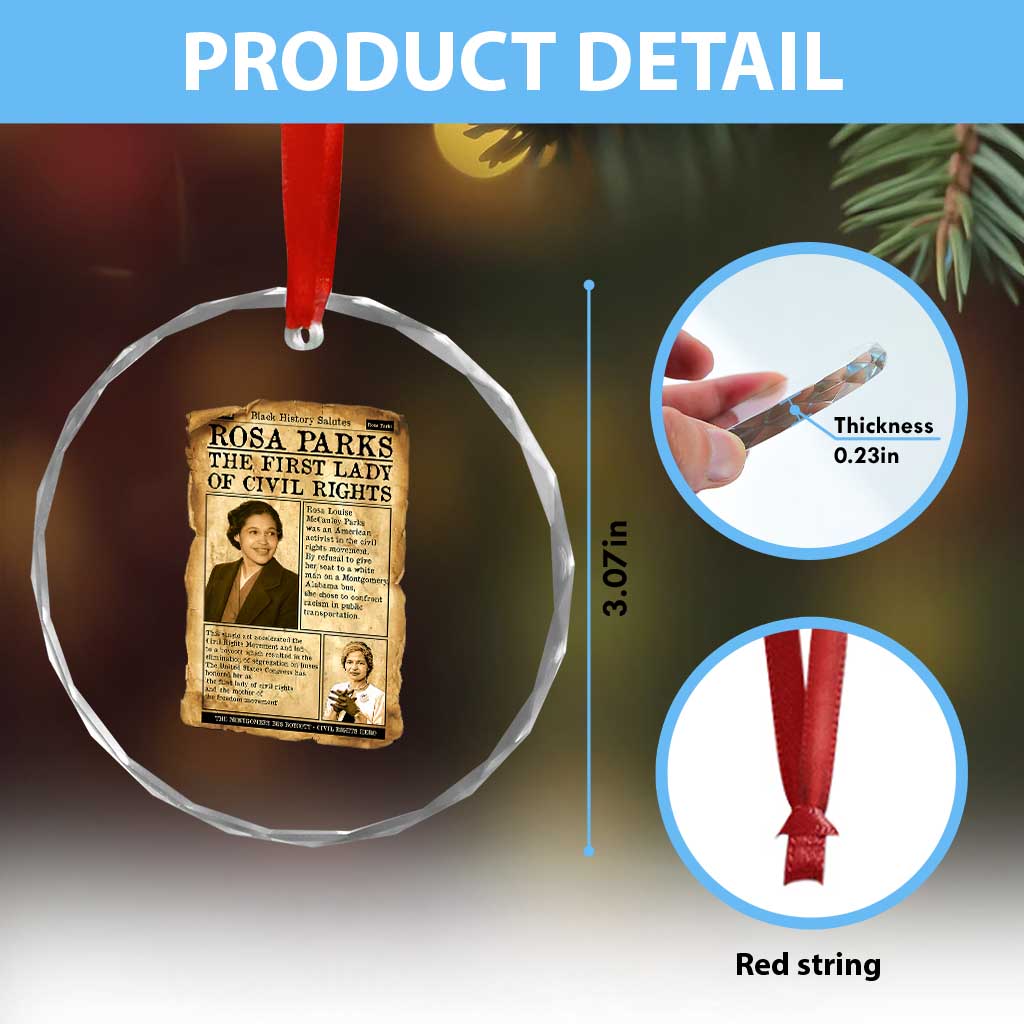 Vintage Newspaper Rosa Parks Crystal Glass Ornament Civil Rights Hero