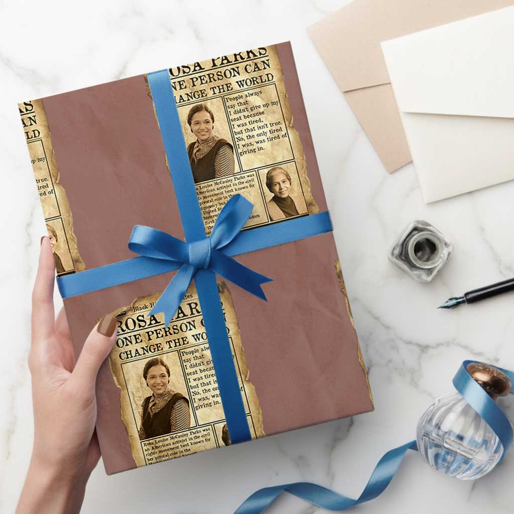 Vintage Newspaper Rosa Parks Wrapping Paper Roll One Person Can Change The World Quote