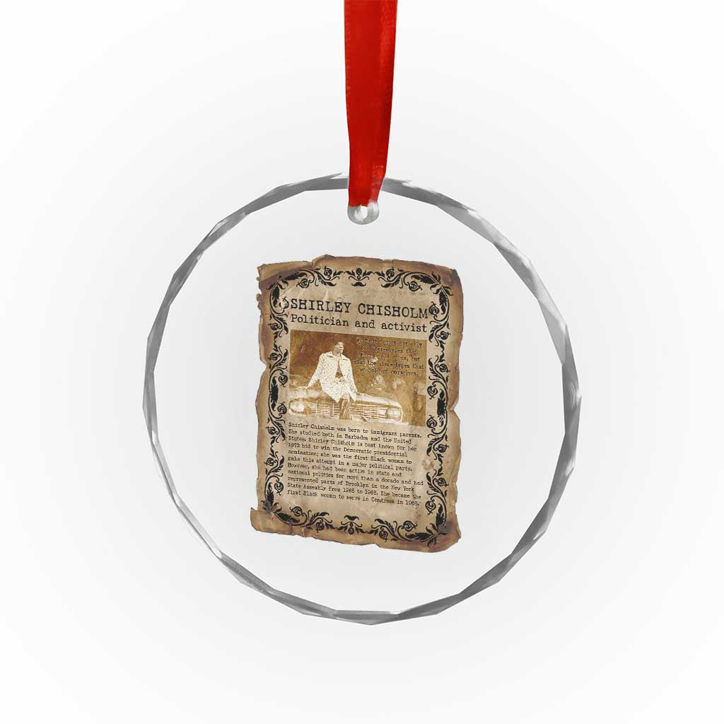 Vintage Newspaper Shirley Chisholm Crystal Glass Ornament Black History Month Gift