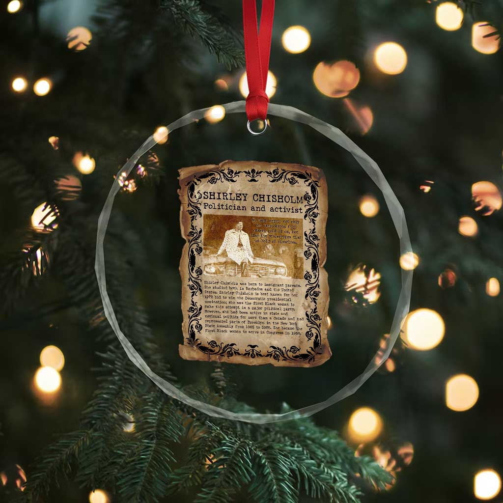 Vintage Newspaper Shirley Chisholm Crystal Glass Ornament Black History Month Gift