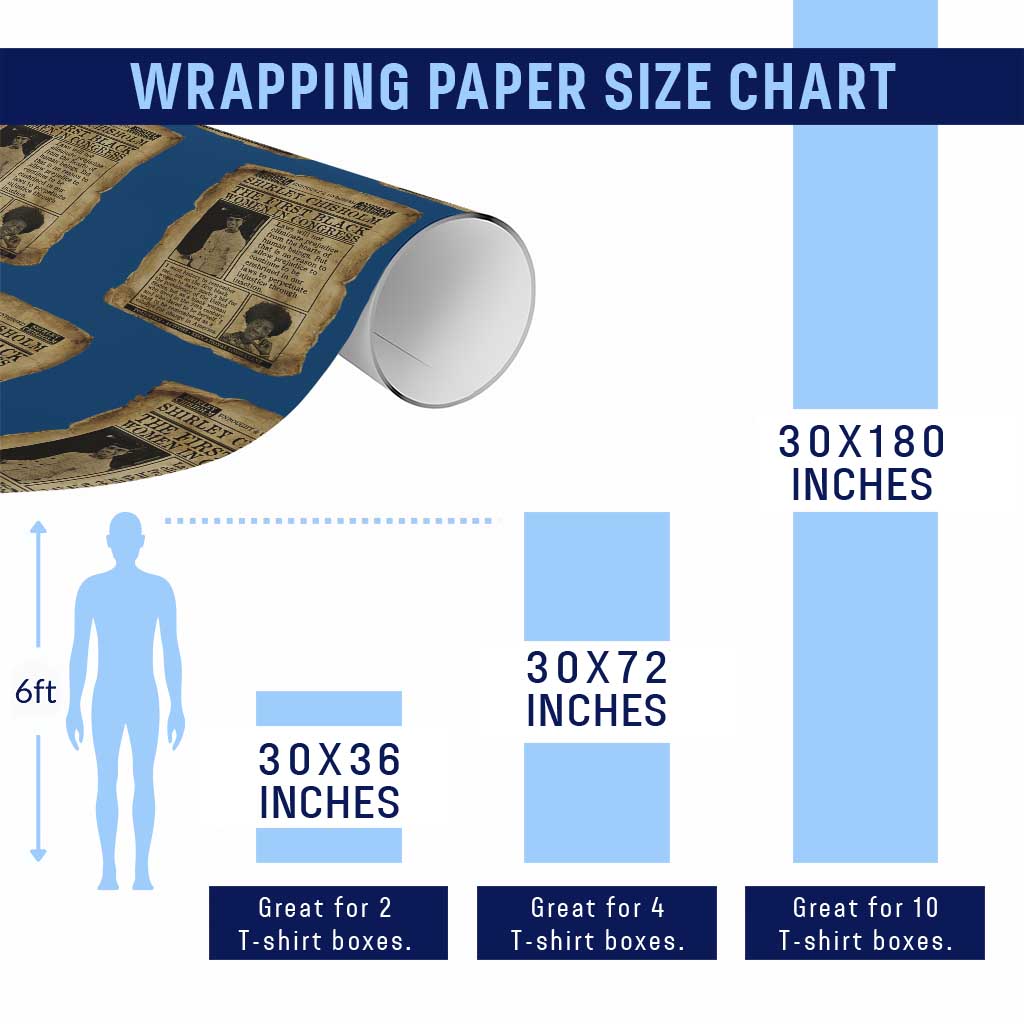 Vintage Newspaper Shirley Chisholm Wrapping Paper Roll First Black Woman In Congress